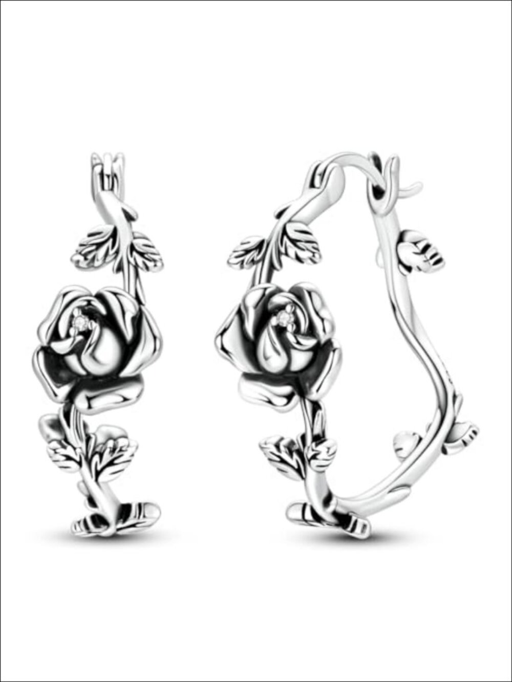 Sterling Silver Vintage Flower Hoop Earrings for Women